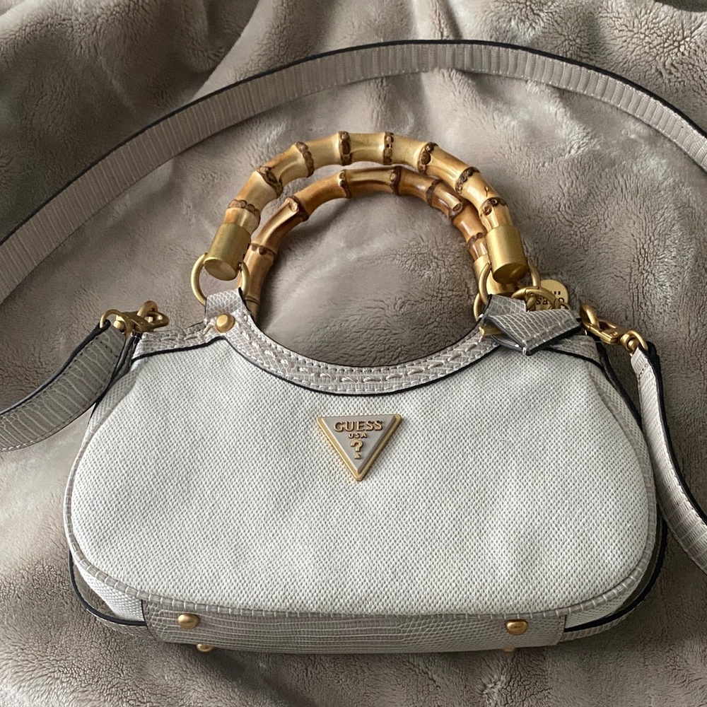GUESS Cream Bamboo Handle Shoulder Bag